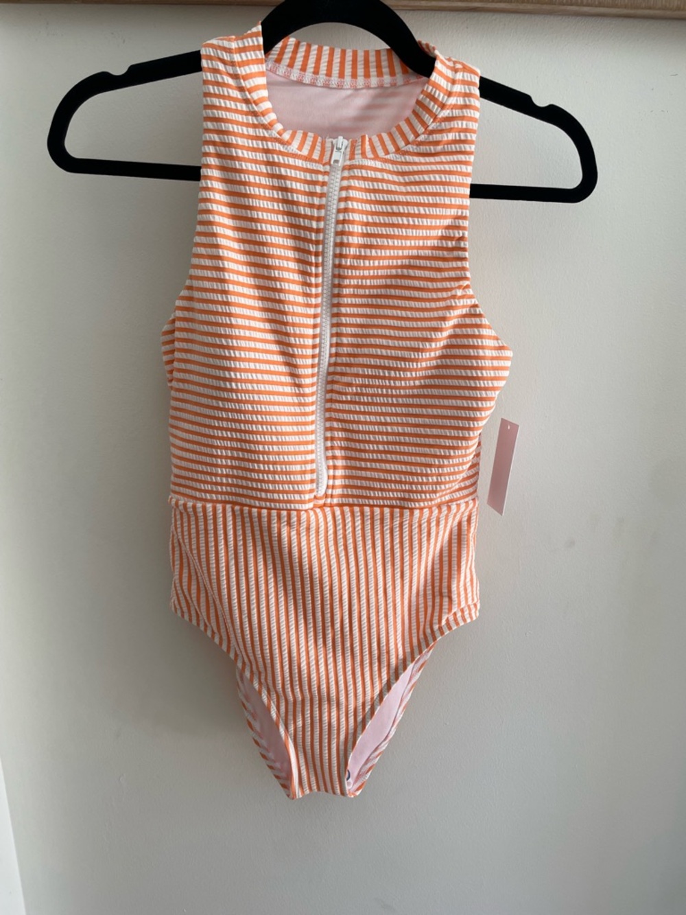 Splendid Orange and White Stripe Front-Zip Women’s One-Piece